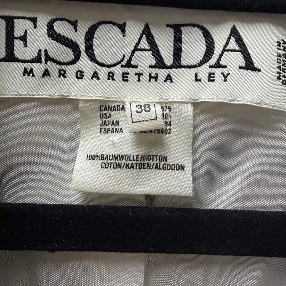Vintage Escada Margaretha Ley Black White Zebra Print Short Sleeve Jacket US 8 - Picture 8 of 13